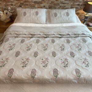 Bedcover- Aura CollectionSky Garden (Pastel Grey)